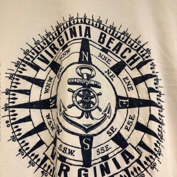 Virginia Beach Anchor Graphic Print Crew Neck T-Shirt Size L. - Picture 5 of 11